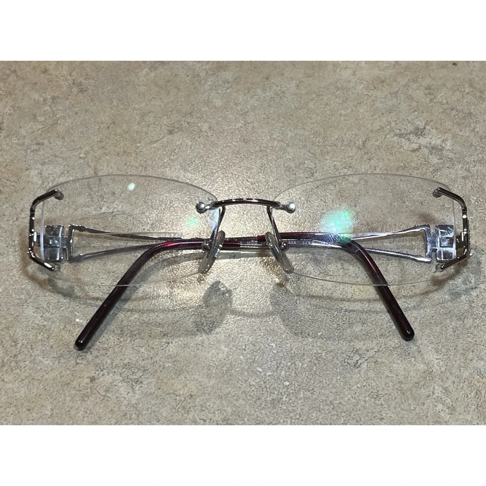Versace 1080-b 1056 Rectangular Oval Rimless Eyeglasses Crystal Pink 52-16-130